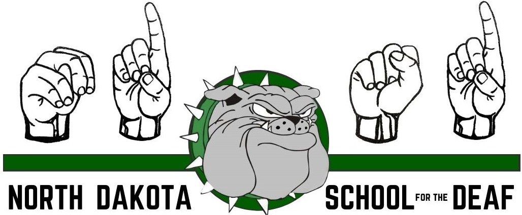 North Dakota Logo with NDSD fingerspelled out in Sign Language