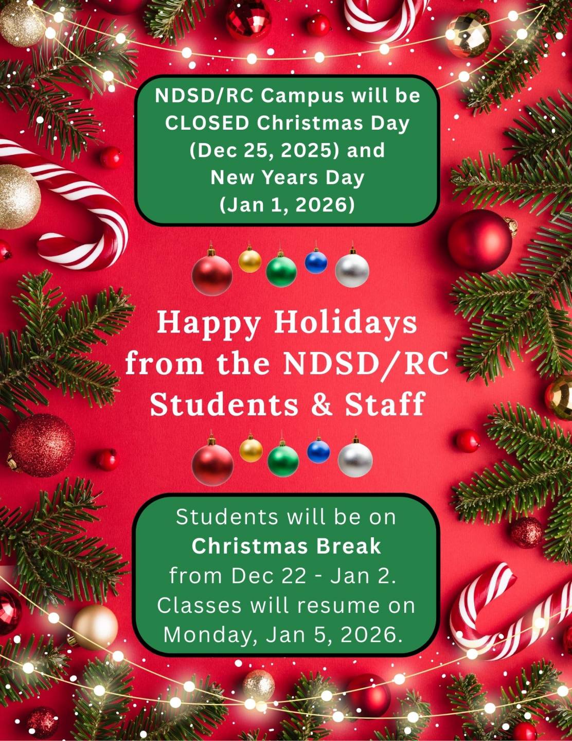 Holiday Student Break and Agency Closing Flyer