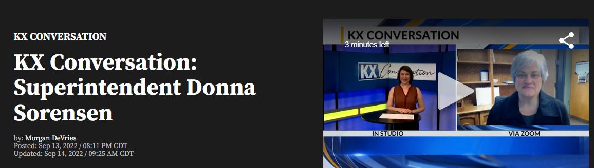 Supt interview pic of interview with Bismarck, ND KX News Conversation